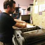 Aaron McNally printing at Caveworks Press